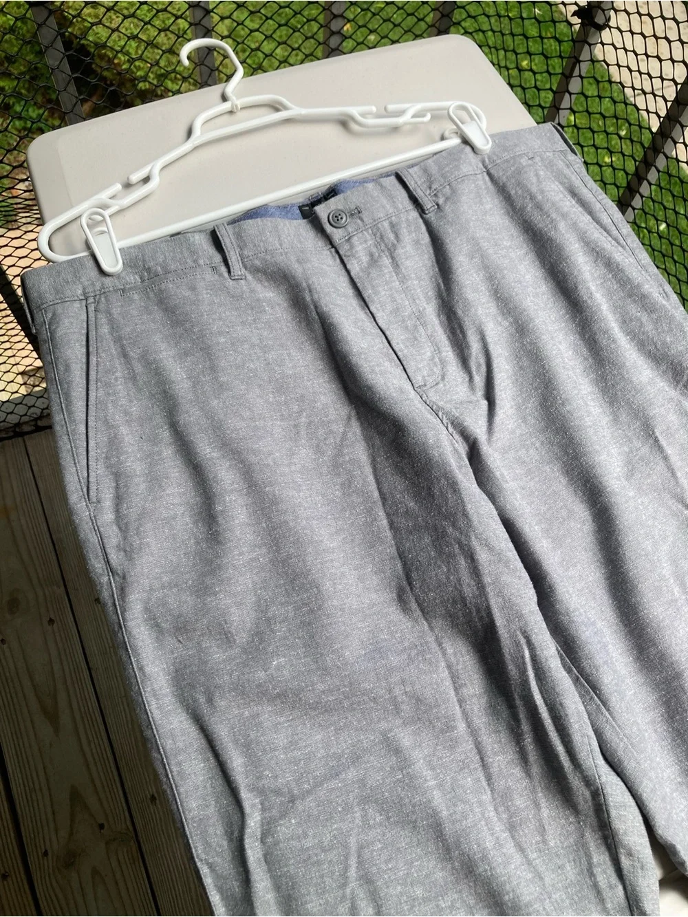 J Crew Stretch 770 Straight Cotton Linen Pants Gray Trousers Size 38 32